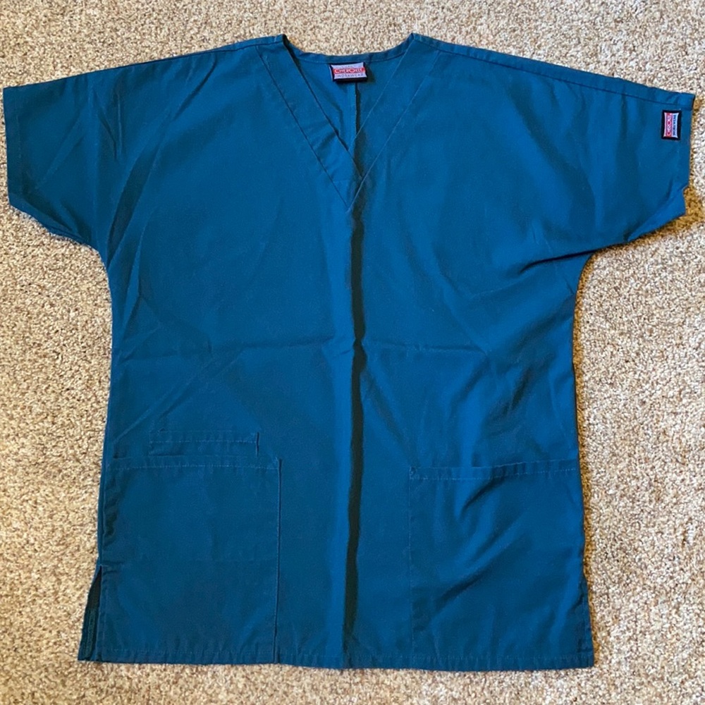 Cherokee workwear scrub top Caribbean blue